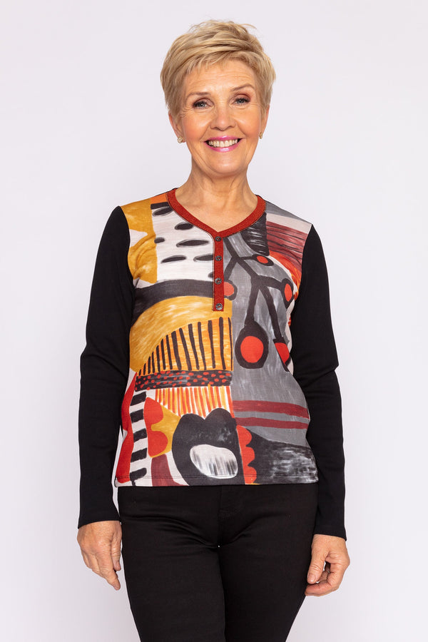 Carraig Donn Printed Top in Black