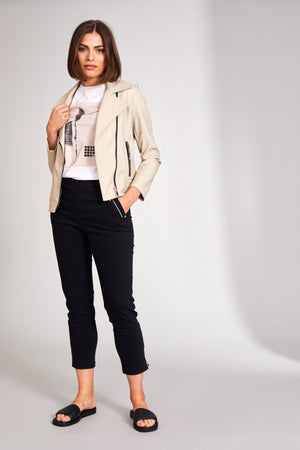 Carraig Donn PU Biker Jacket in Cream