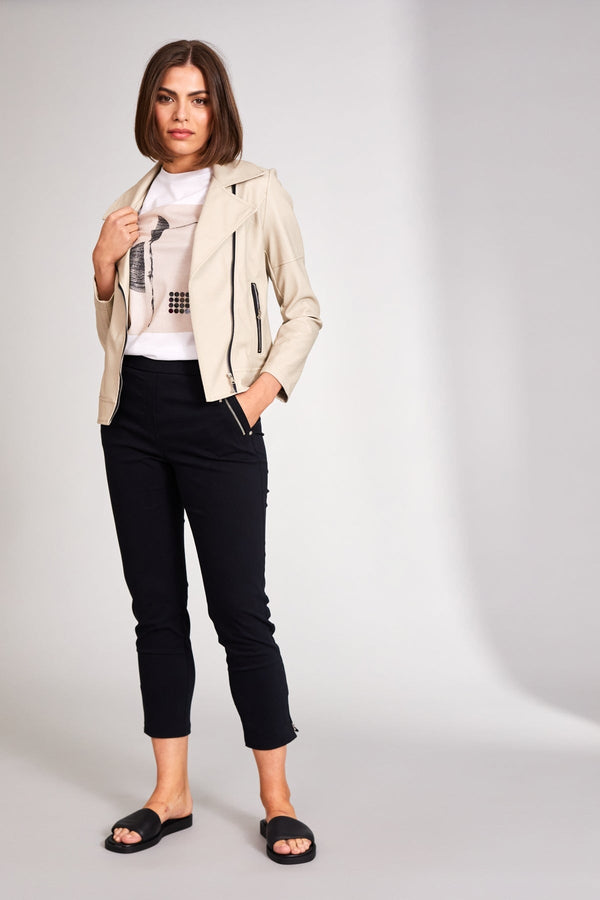 Carraig Donn PU Biker Jacket in Cream