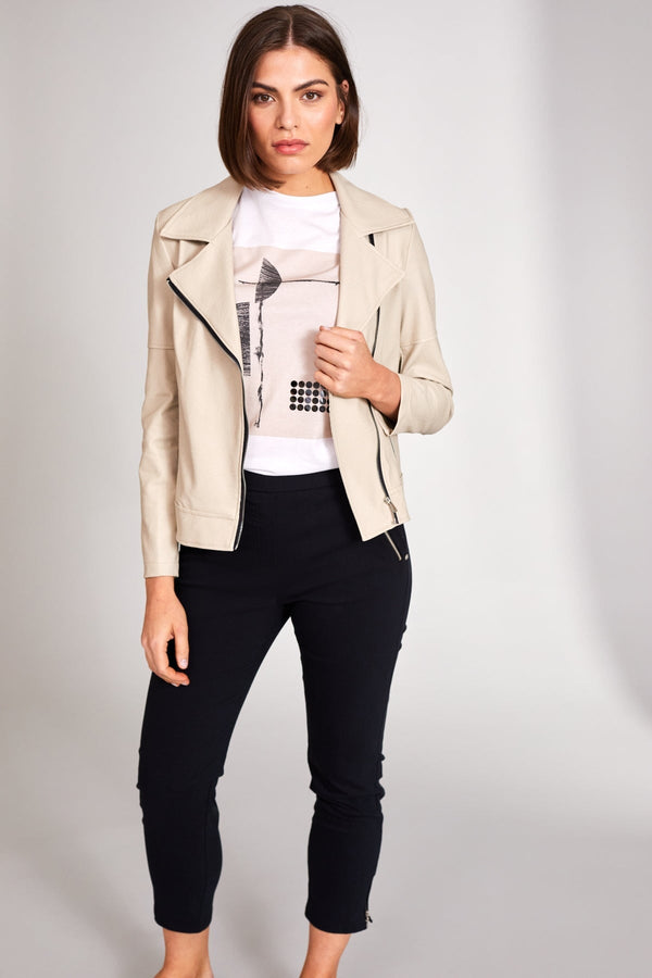 Carraig Donn PU Biker Jacket in Cream