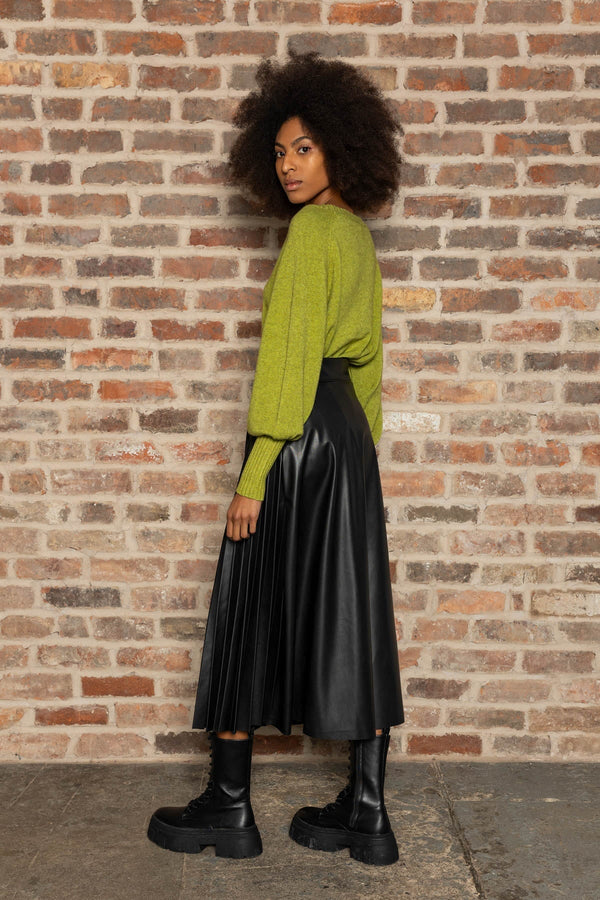Carraig Donn PU Pleated Midi Skirt