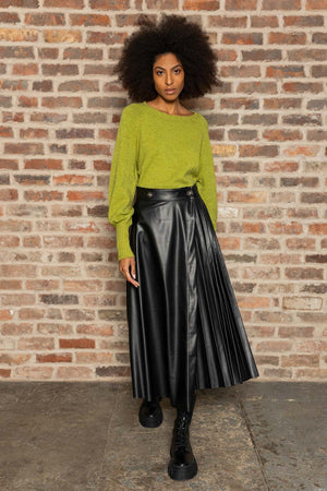 Carraig Donn PU Pleated Midi Skirt