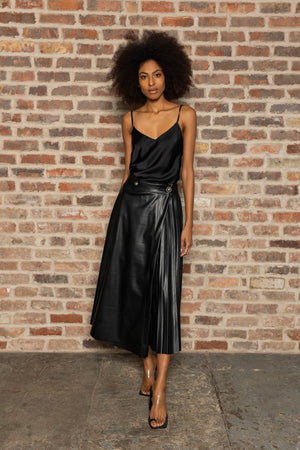 Carraig Donn PU Pleated Midi Skirt
