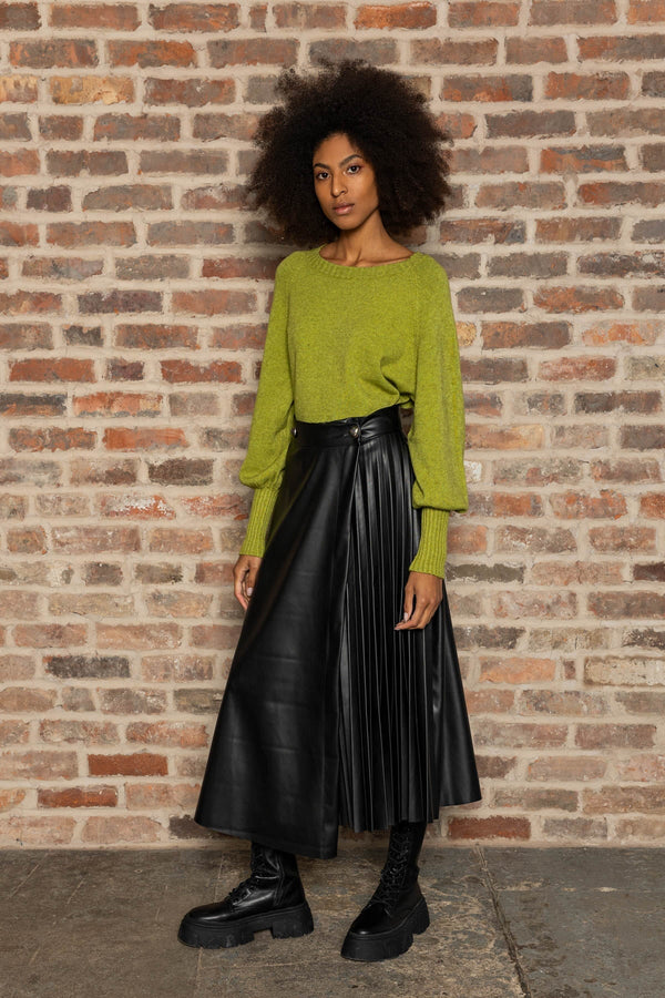 Carraig Donn PU Pleated Midi Skirt