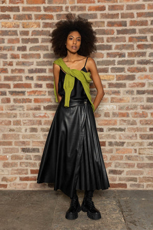 Carraig Donn PU Pleated Midi Skirt