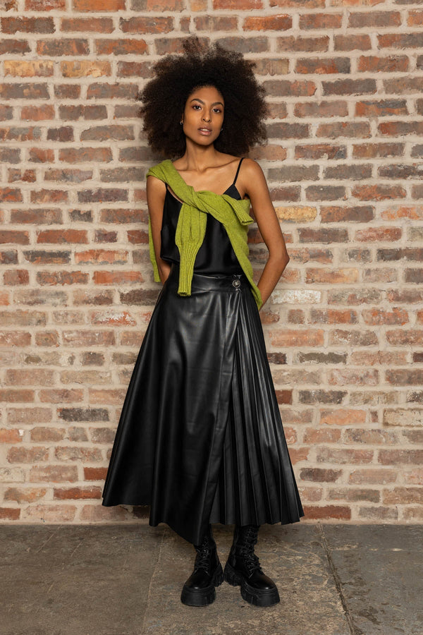 Carraig Donn PU Pleated Midi Skirt