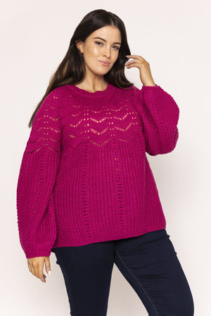 Carraig Donn Puff Sleeve Knit in Fuschia