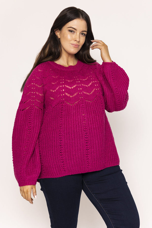 Carraig Donn Puff Sleeve Knit in Fuschia