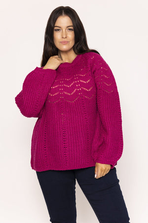 Carraig Donn Puff Sleeve Knit in Fuschia