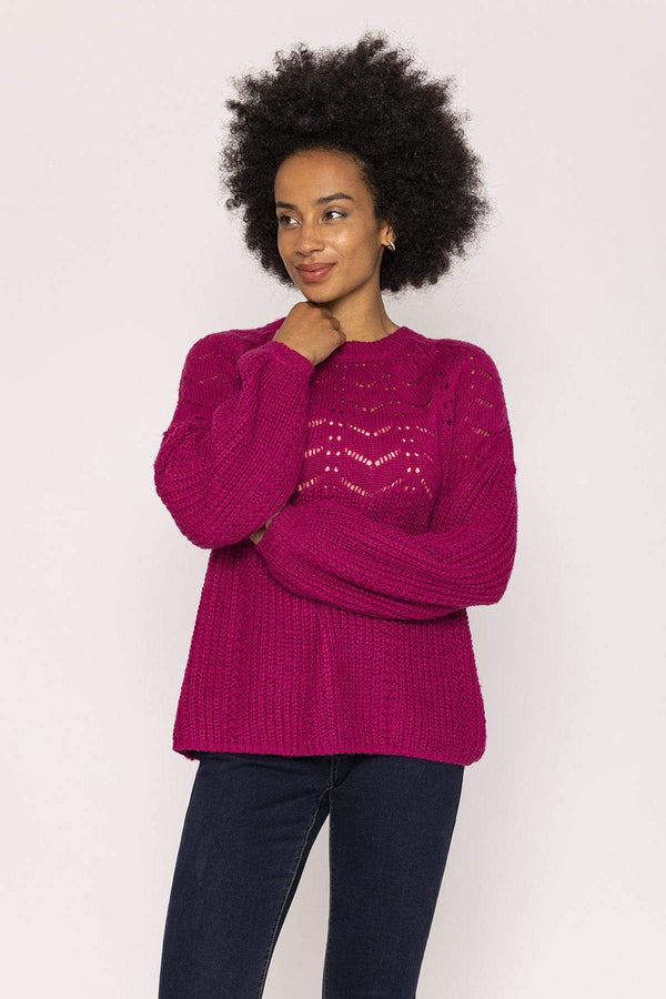Carraig Donn Puff Sleeve Knit in Fuschia