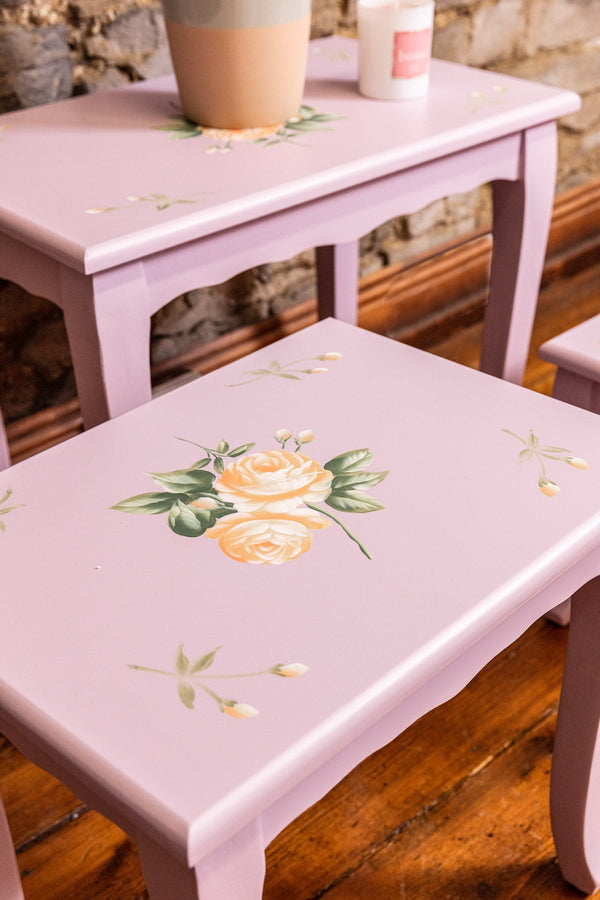 Carraig Donn Purple Floral Nest Of 3 Tables