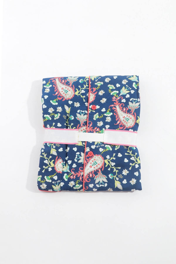 Carraig Donn Pyjama Set With 3/4 Leg in Navy Print