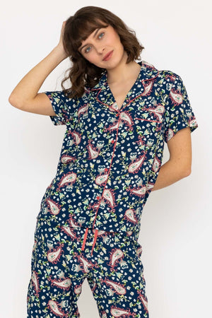 Carraig Donn Pyjama Set With 3/4 Leg in Navy Print