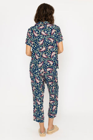 Carraig Donn Pyjama Set With 3/4 Leg in Navy Print