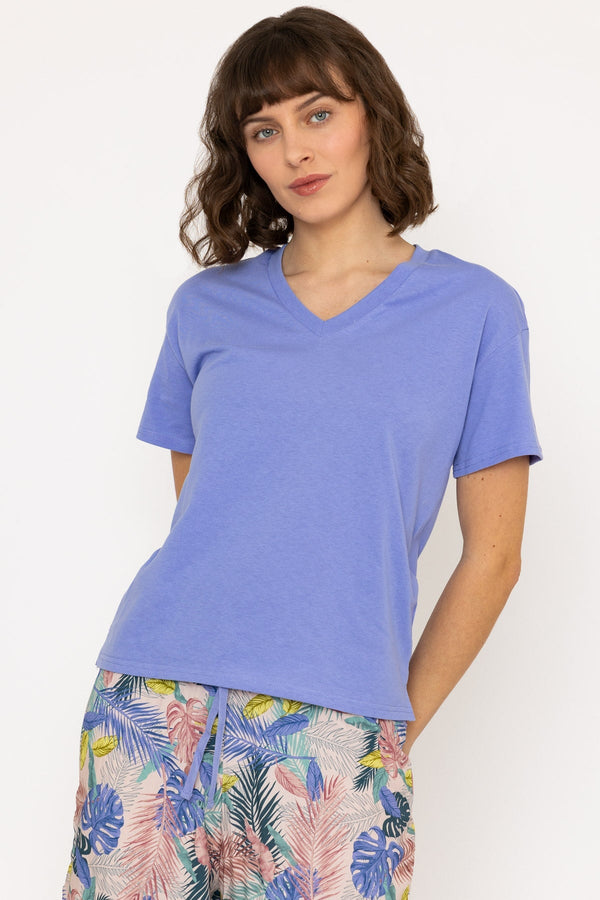 Carraig Donn Pyjama Top and 3/4 Bottoms in Purple
