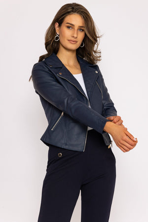 Carraig Donn Quilted Side Zip Jacket in Navy