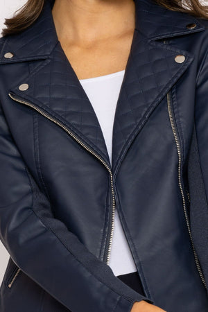Carraig Donn Quilted Side Zip Jacket in Navy