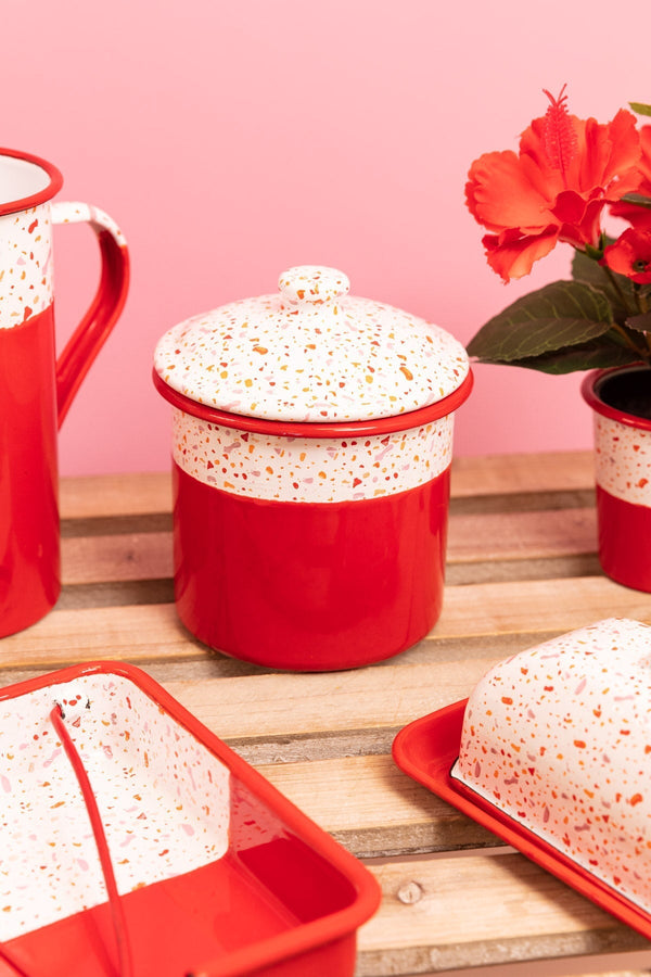 Carraig Donn Red Splatter Print Enamel Canister