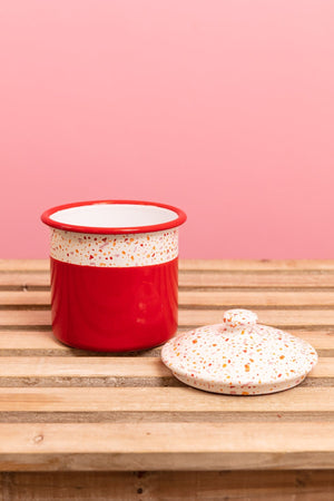 Carraig Donn Red Splatter Print Enamel Canister