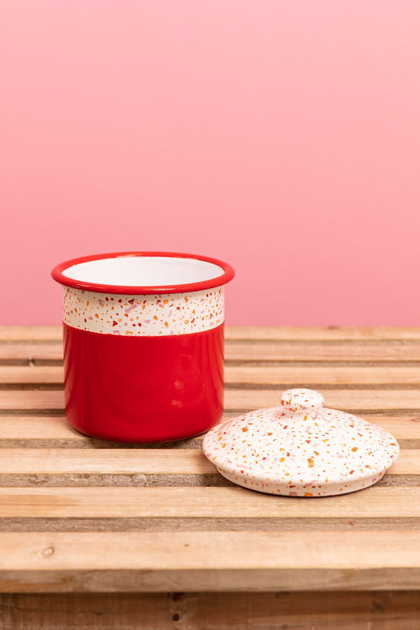 Carraig Donn Red Splatter Print Enamel Canister