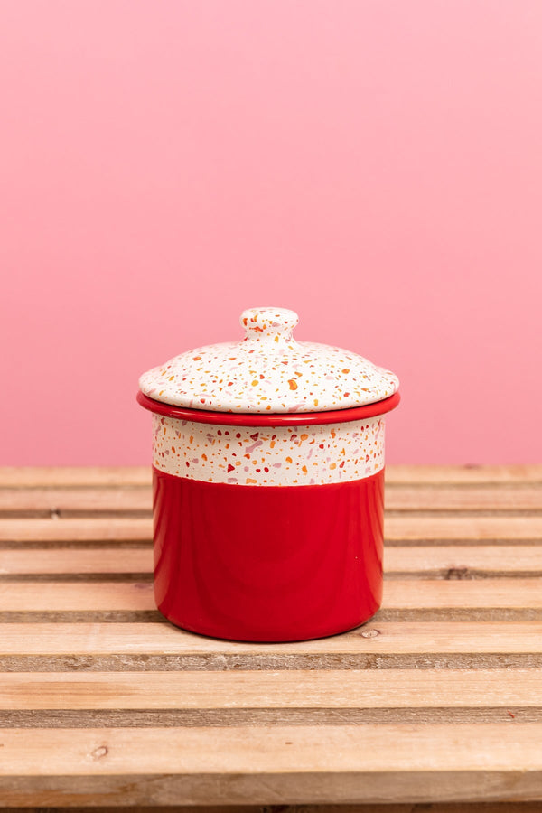 Carraig Donn Red Splatter Print Enamel Canister