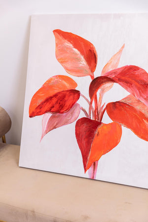 Carraig Donn Red Urban Leaf Canvas Wall Art