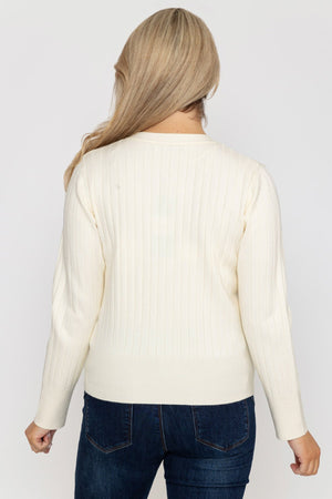 Carraig Donn Rib Crop Cardigan in Ecru