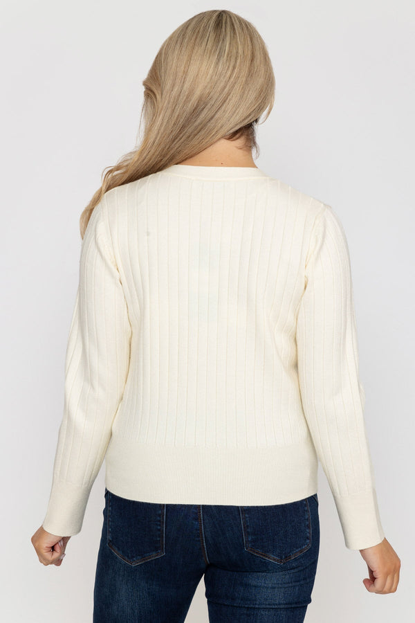 Carraig Donn Rib Crop Cardigan in Ecru