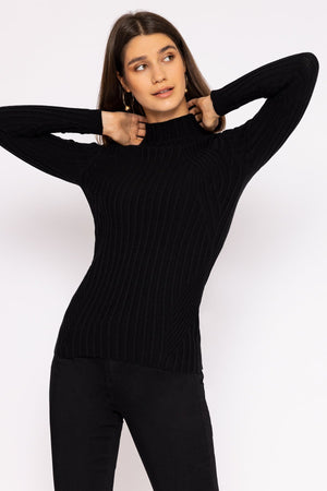 Carraig Donn Rib Knit Top in Black