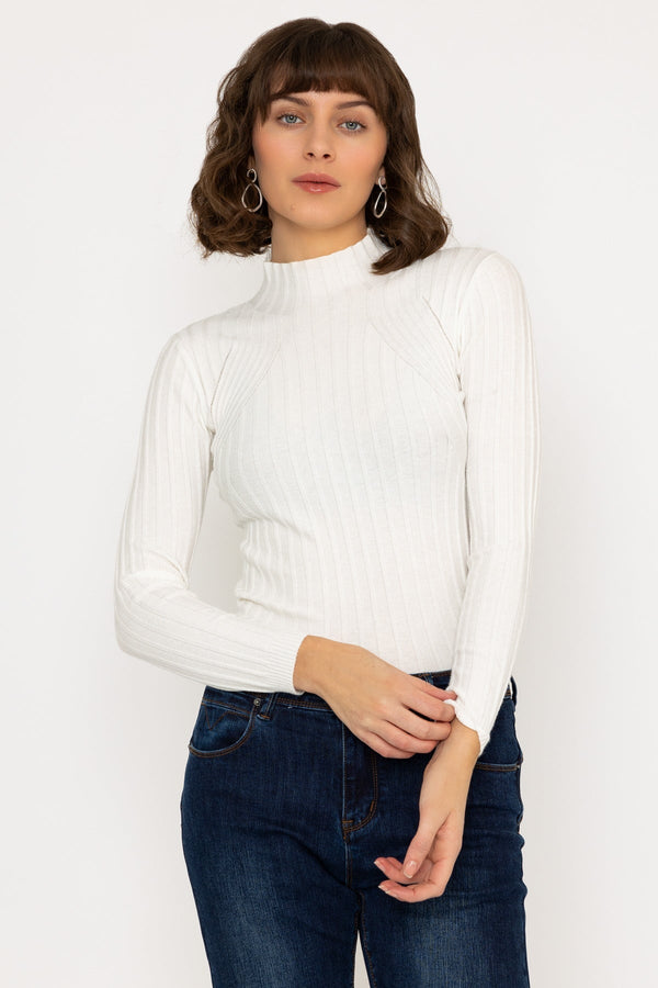 Carraig Donn Rib Knit Top in Ecru