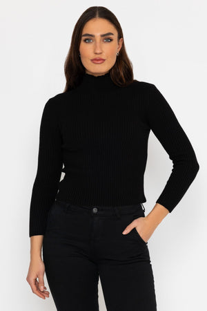Carraig Donn Rib Polo Knit in Black