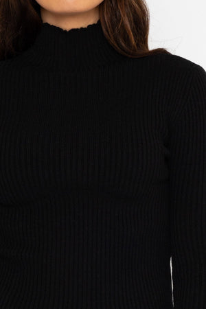 Carraig Donn Rib Polo Knit in Black