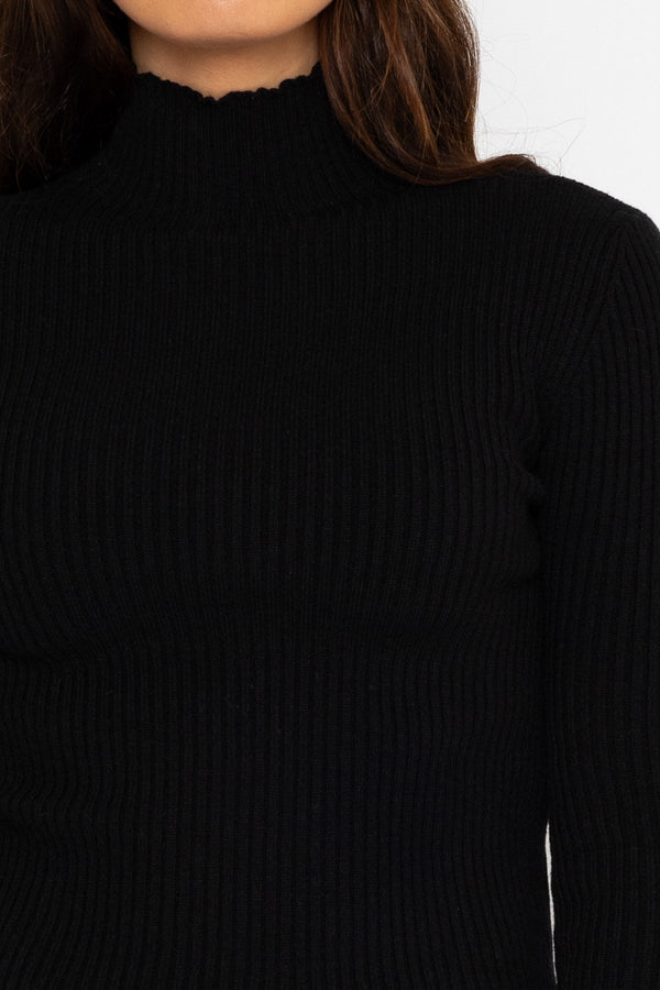 Carraig Donn Rib Polo Knit in Black