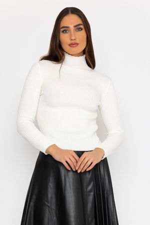 Carraig Donn Rib Polo Knit in White