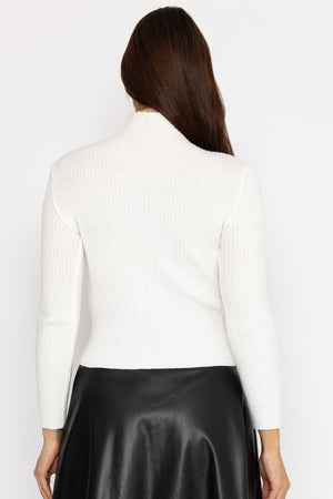 Carraig Donn Rib Polo Knit in White