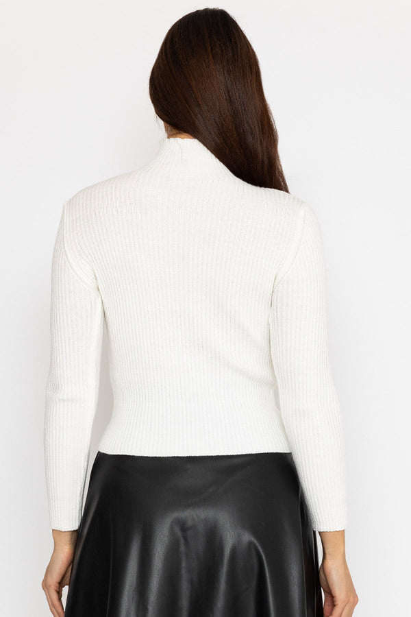 Carraig Donn Rib Polo Knit in White