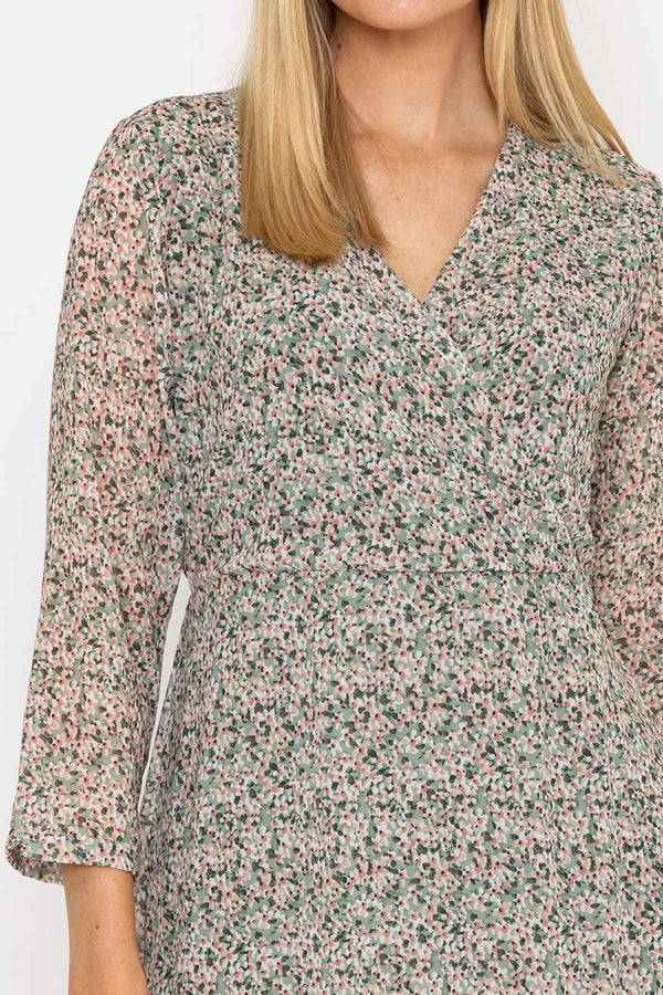 Carraig Donn Roisin Knee Length Dress in Khaki Print