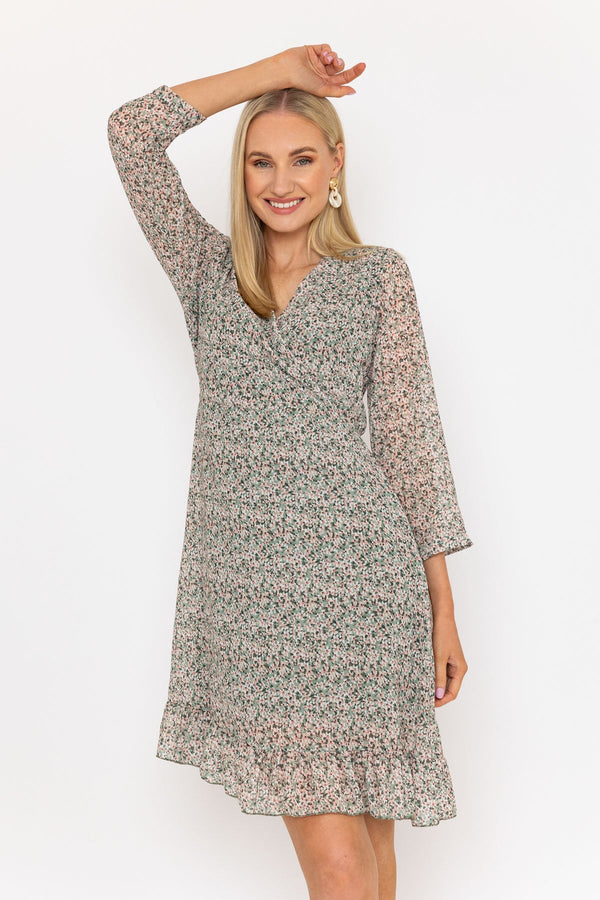 Carraig Donn Roisin Knee Length Dress in Khaki Print
