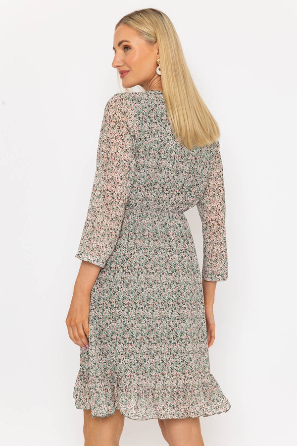 Carraig Donn Roisin Knee Length Dress in Khaki Print