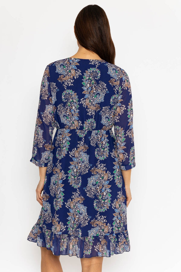 Carraig Donn Roisin Knee Length Dress in Navy Print
