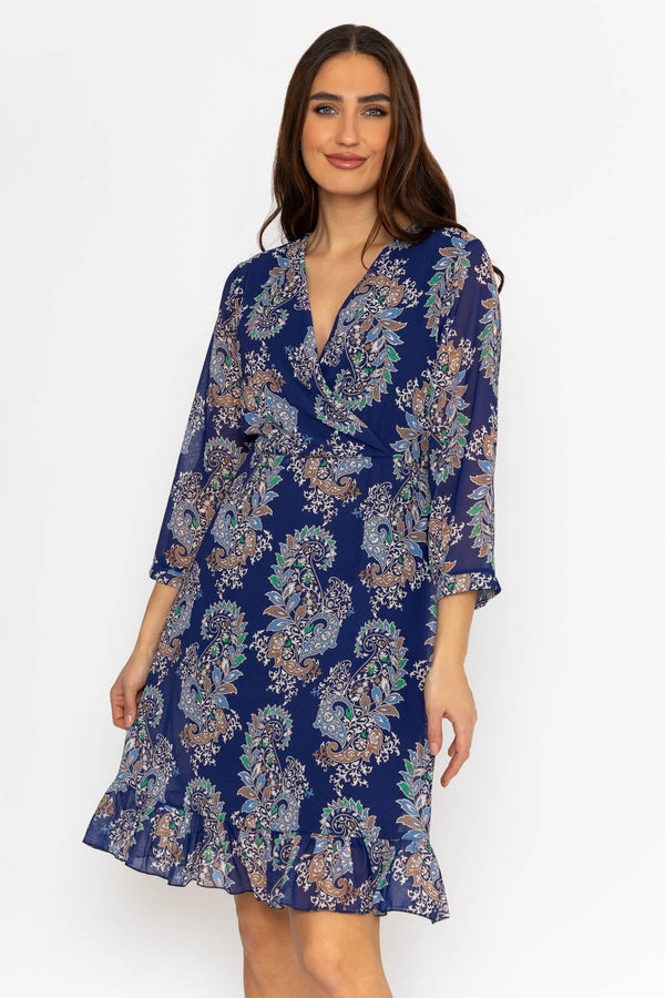 Carraig Donn Roisin Knee Length Dress in Navy Print