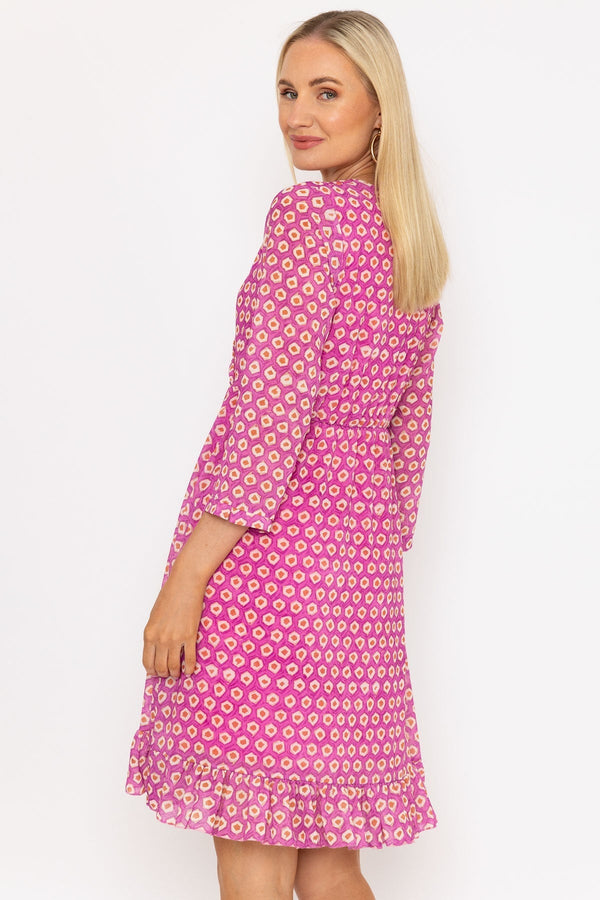 Carraig Donn Roisin Knee Length Dress in Pink Print