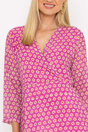Carraig Donn Roisin Knee Length Dress in Pink Print