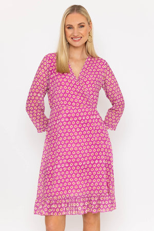 Carraig Donn Roisin Knee Length Dress in Pink Print