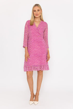 Carraig Donn Roisin Knee Length Dress in Pink Print