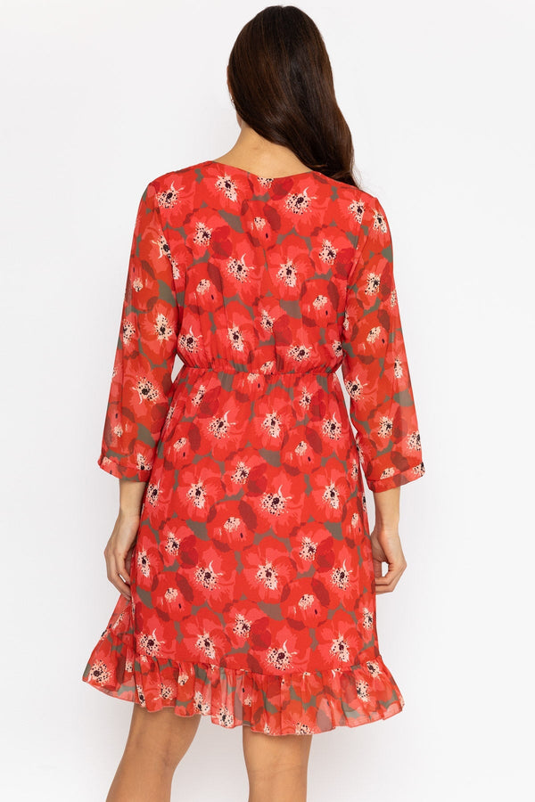 Carraig Donn Roisin Knee Length Dress in Red Print