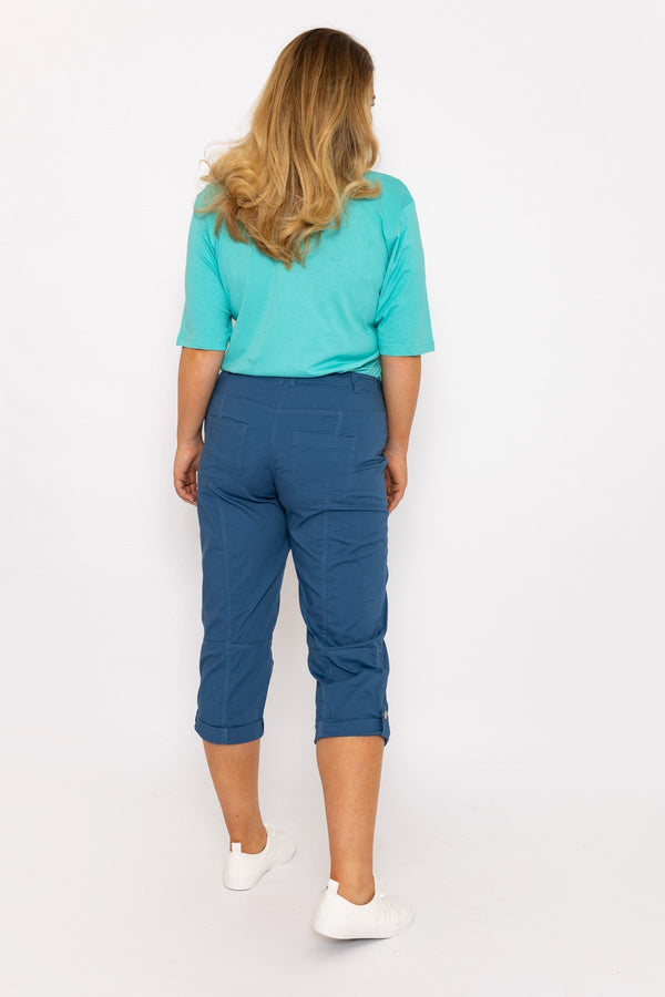 Carraig Donn Roll-Tab Hem Stretch Cargo Pants in Blue