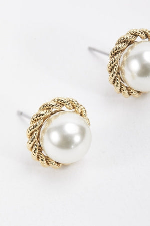 Carraig Donn Rope Detail Pearl Earrings