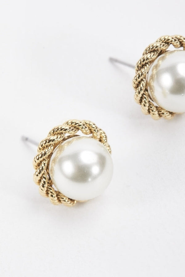 Carraig Donn Rope Detail Pearl Earrings