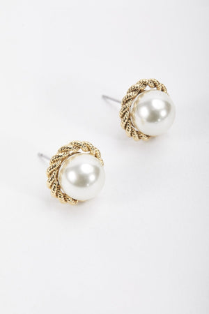 Carraig Donn Rope Detail Pearl Earrings